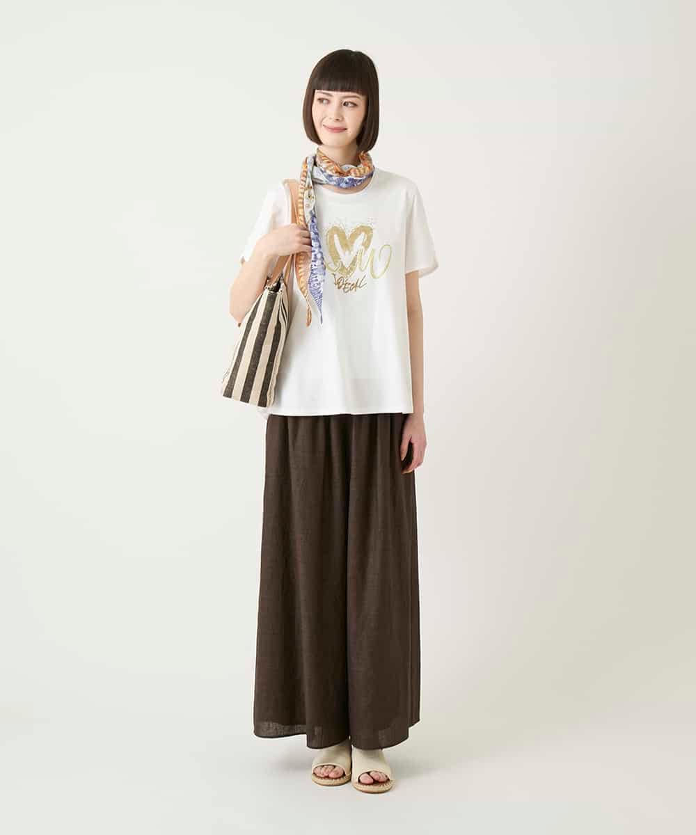 R6KGE25210 HIROKO BIS(小さいサイズ)(メゾン ドゥ サンク) 【小さいサイズ】スパンコールハートデザインカットソー ホワイト