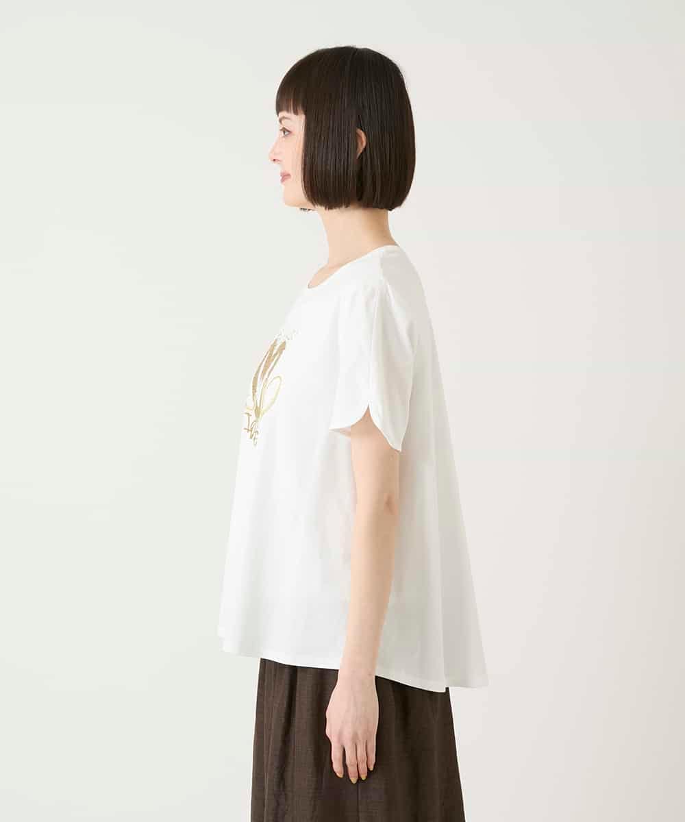 R6KGE25210 HIROKO BIS(小さいサイズ)(メゾン ドゥ サンク) 【小さいサイズ】スパンコールハートデザインカットソー ホワイト