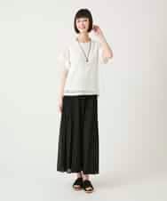 R6KGE30230 HIROKO BIS(小さいサイズ)(メゾン ドゥ サンク) 【小さいサイズ】ストライプレースカットソー ホワイト