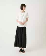 R6KGE30230 HIROKO BIS(小さいサイズ)(メゾン ドゥ サンク) 【小さいサイズ】ストライプレースカットソー ホワイト