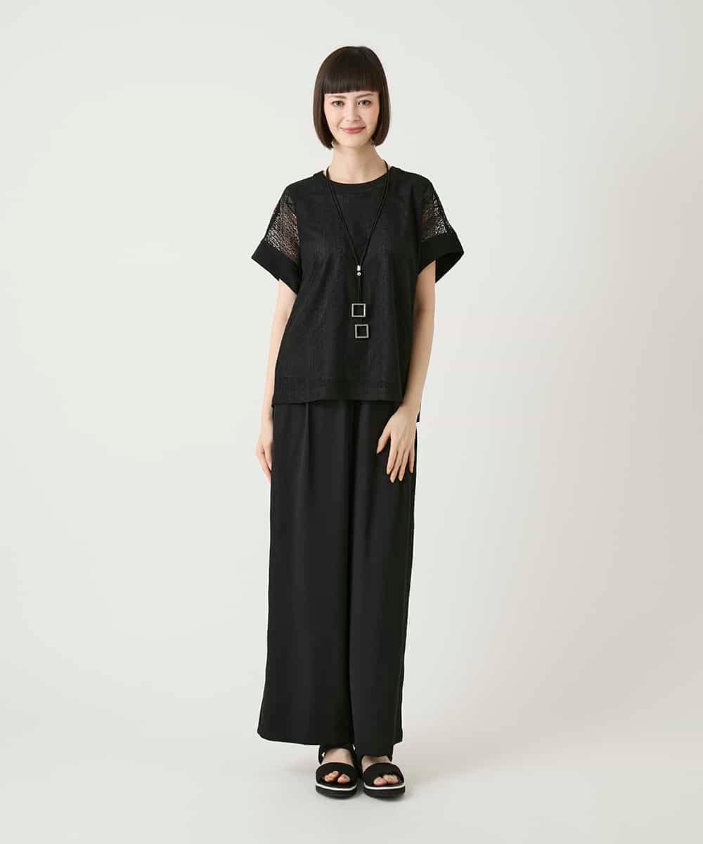 R6KGE30230 HIROKO BIS(小さいサイズ)(メゾン ドゥ サンク) 【小さいサイズ】ストライプレースカットソー ホワイト