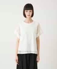 R6KGE30230 HIROKO BIS(小さいサイズ)(メゾン ドゥ サンク) 【小さいサイズ】ストライプレースカットソー ホワイト