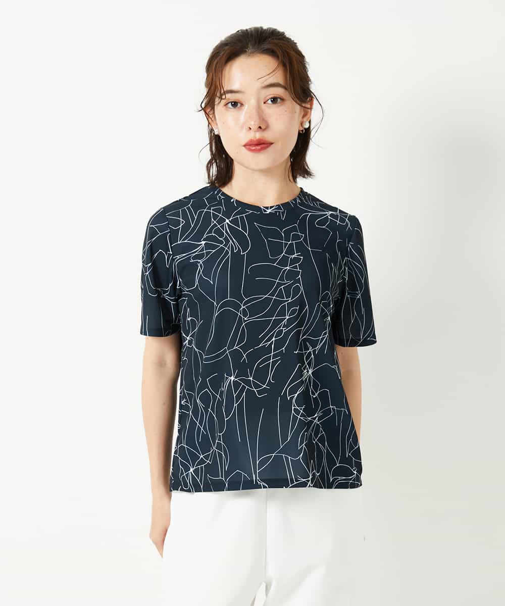 R6KGE47220 HIROKO BIS(小さいサイズ)(メゾン ドゥ サンク) 【小さいサイズ】アートフラワーフレアスリーブカットソー ホワイト