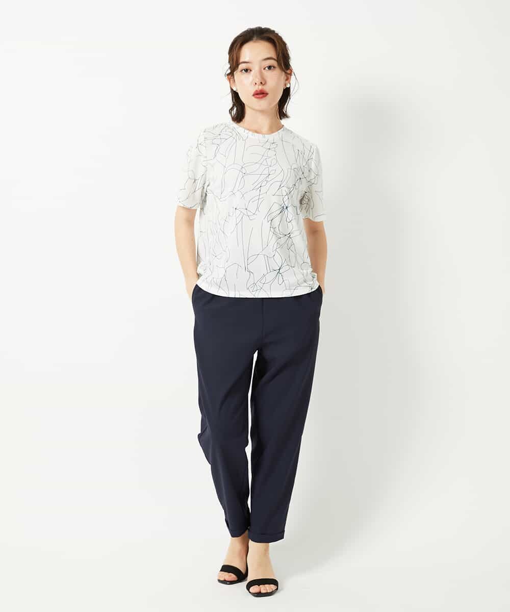 R6KGE47220 HIROKO BIS(小さいサイズ)(メゾン ドゥ サンク) 【小さいサイズ】アートフラワーフレアスリーブカットソー ホワイト