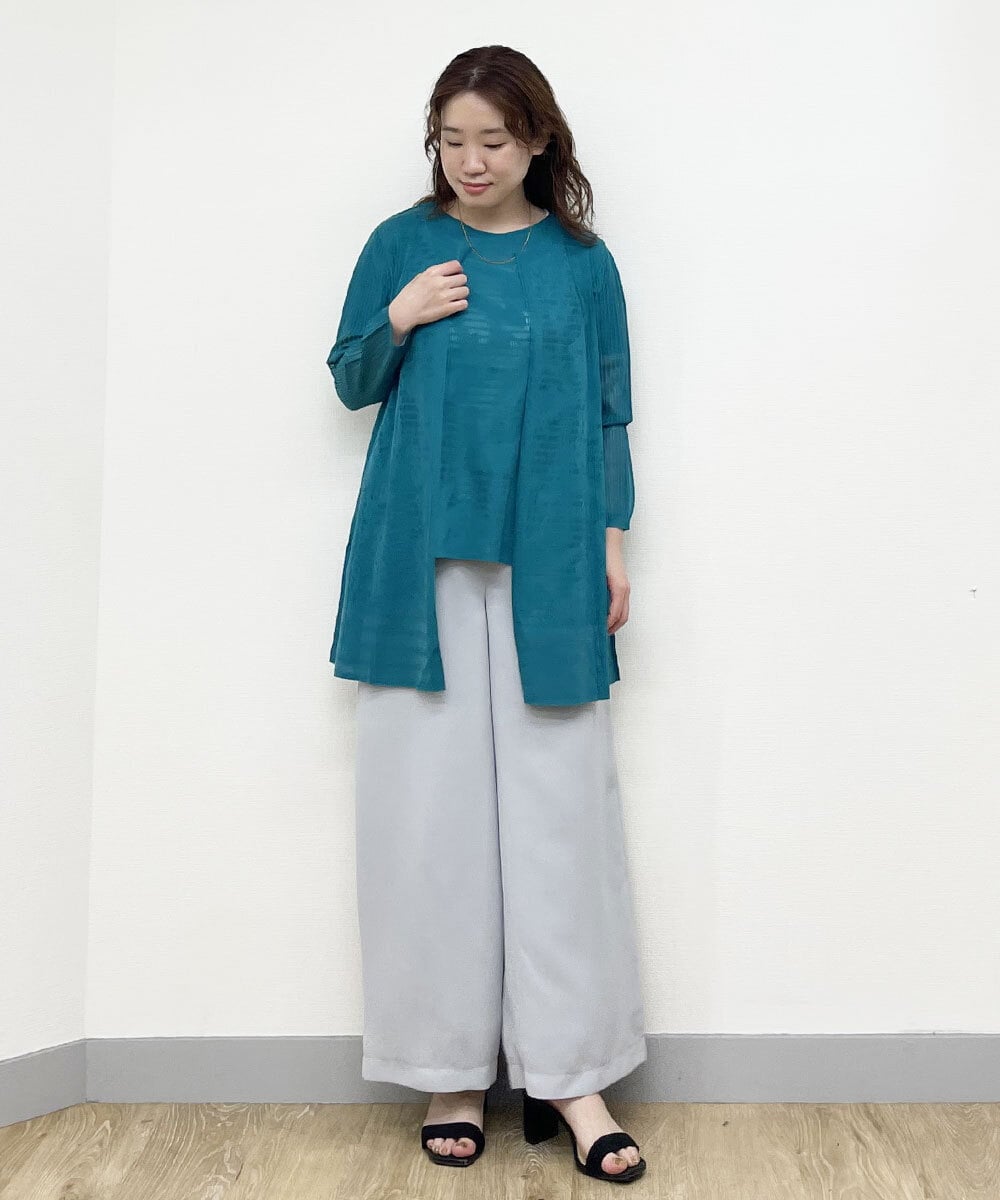 R6KGQ32270 HIROKO BIS(小さいサイズ)(メゾン ドゥ サンク) 【小さいサイズ/洗濯機で洗える/日本製】プリモーディアルカーディガン グリーン