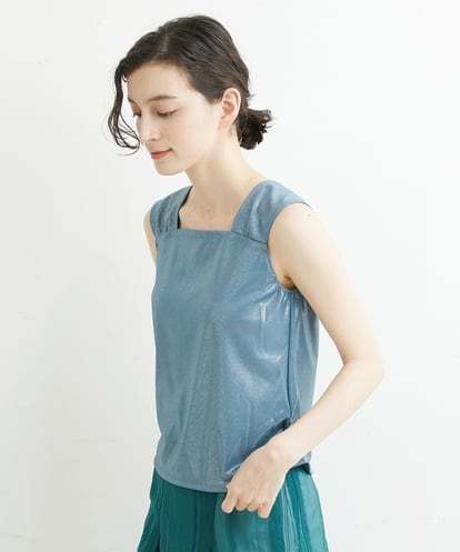 R6KGT29170 HIROKO BIS(小さいサイズ) 【小さいサイズ/洗える】メタリックプリントノースリーブトップ