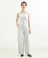 R6KGT29170 HIROKO BIS(小さいサイズ)(メゾン ドゥ サンク) 【小さいサイズ/洗える】メタリックプリントノースリーブトップ グリーン