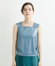 R6KGT29170 HIROKO BIS(小さいサイズ)(メゾン ドゥ サンク) 【小さいサイズ/洗える】メタリックプリントノースリーブトップ グリーン