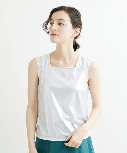 R6KGT29170 HIROKO BIS(小さいサイズ) 【小さいサイズ/洗える】メタリックプリントノースリーブトップ