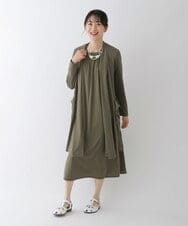 R6KGT30270 HIROKO BIS(小さいサイズ)(メゾン ドゥ サンク) 【小さいサイズ/洗える】ショールカラードレープカーディガン カーキ