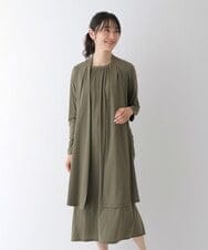 R6KGT30270 HIROKO BIS(小さいサイズ)(メゾン ドゥ サンク) 【小さいサイズ/洗える】ショールカラードレープカーディガン カーキ