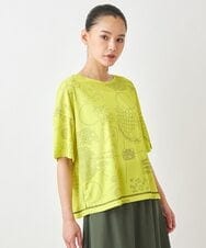 R6KGW64190 HIROKO BIS(小さいサイズ)(メゾン ドゥ サンク) 【小さいサイズ】幾何学POPオフシルエットカットソー イエロー系