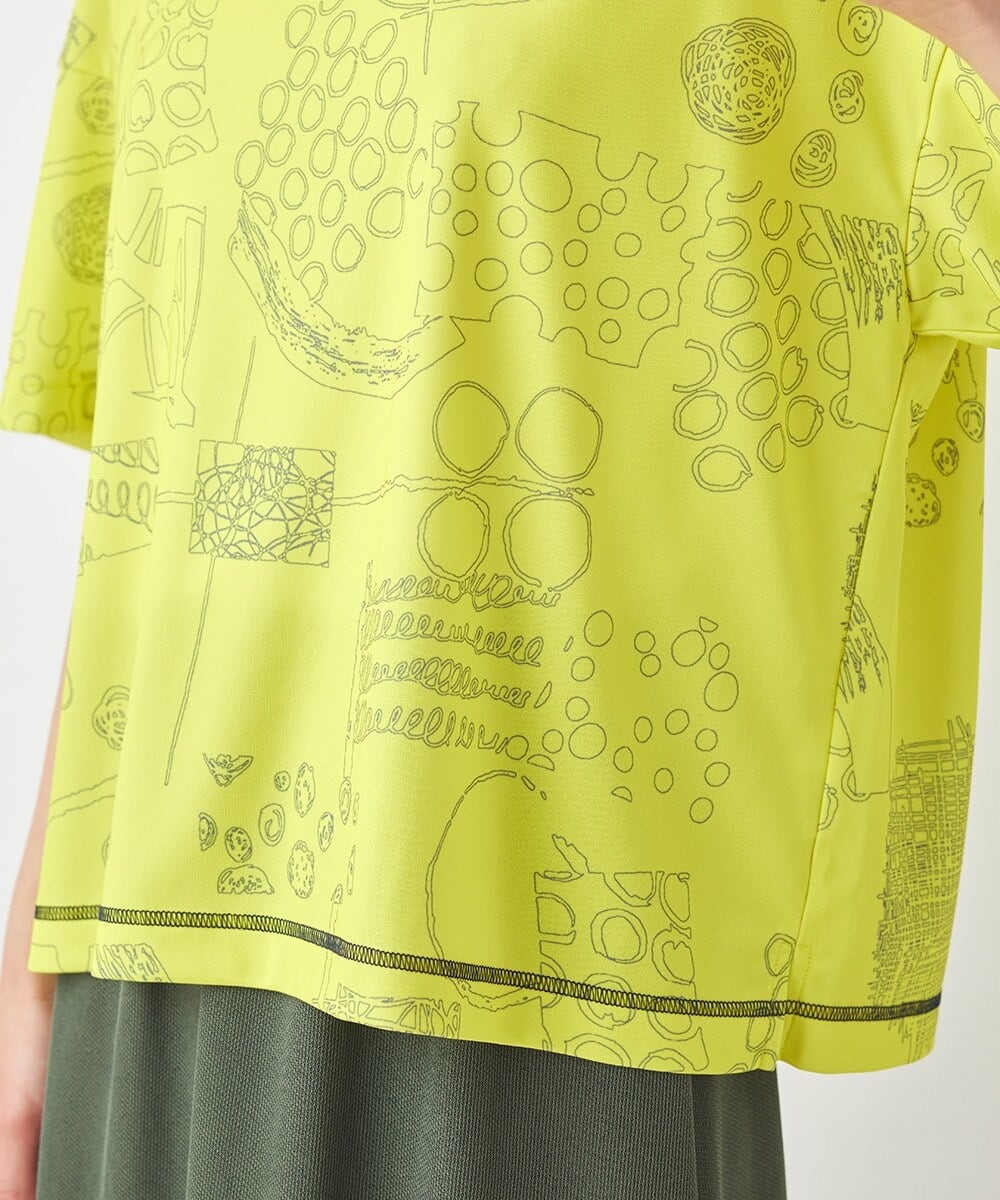 R6KGW64190 HIROKO BIS(小さいサイズ)(メゾン ドゥ サンク) 【小さいサイズ】幾何学POPオフシルエットカットソー イエロー系