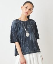 R6KGW64190 HIROKO BIS(小さいサイズ)(メゾン ドゥ サンク) 【小さいサイズ】幾何学POPオフシルエットカットソー ブラック系