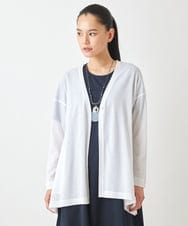 R6KGW66190 HIROKO BIS(小さいサイズ)(メゾン ドゥ サンク) 【小さいサイズ】スリットフレアヘムニットカーディガン ホワイト