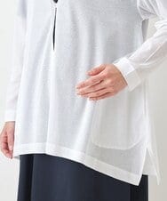 R6KGW66190 HIROKO BIS(小さいサイズ)(メゾン ドゥ サンク) 【小さいサイズ】スリットフレアヘムニットカーディガン ホワイト