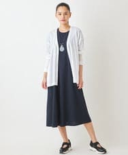 R6KGW66190 HIROKO BIS(小さいサイズ)(メゾン ドゥ サンク) 【小さいサイズ】スリットフレアヘムニットカーディガン ホワイト