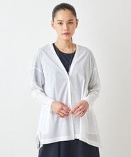R6KGW66190 HIROKO BIS(小さいサイズ)(メゾン ドゥ サンク) 【小さいサイズ】スリットフレアヘムニットカーディガン ホワイト