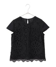 R6KHA15290 HIROKO BIS(小さいサイズ)(メゾン ドゥ サンク) 【小さいサイズ】フラワーデコ刺繍ブラウス ホワイト