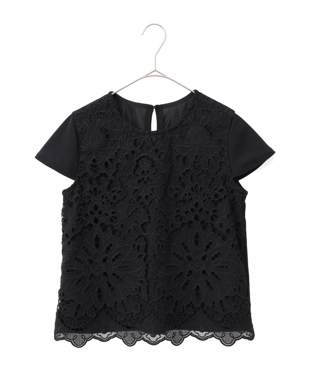 R6KHA15290 HIROKO BIS(小さいサイズ)(メゾン ドゥ サンク) 【小さいサイズ】フラワーデコ刺繍ブラウス ホワイト