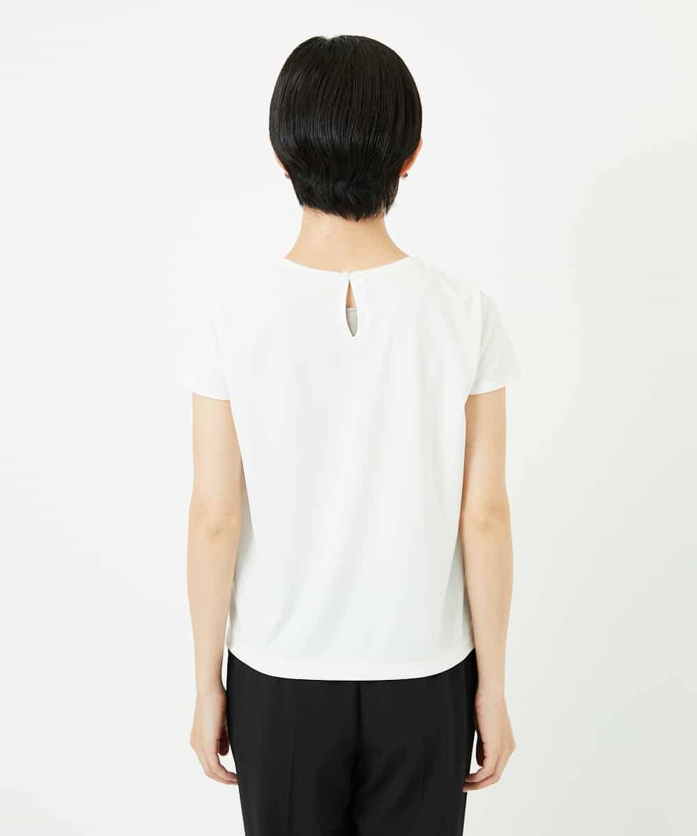 R6KHA15290 HIROKO BIS(小さいサイズ)(メゾン ドゥ サンク) 【小さいサイズ】フラワーデコ刺繍ブラウス ホワイト