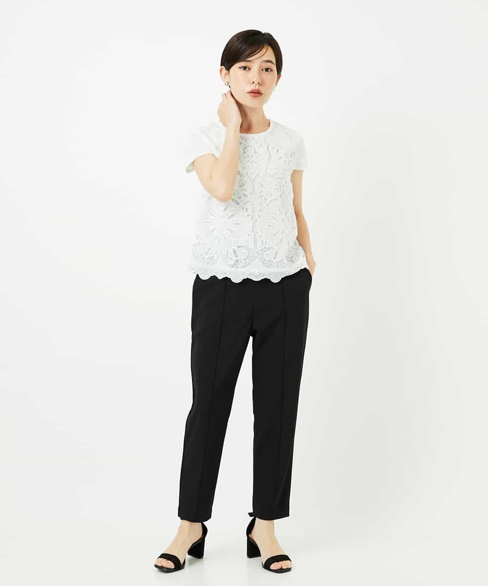 R6KHA15290 HIROKO BIS(小さいサイズ)(メゾン ドゥ サンク) 【小さいサイズ】フラワーデコ刺繍ブラウス ホワイト
