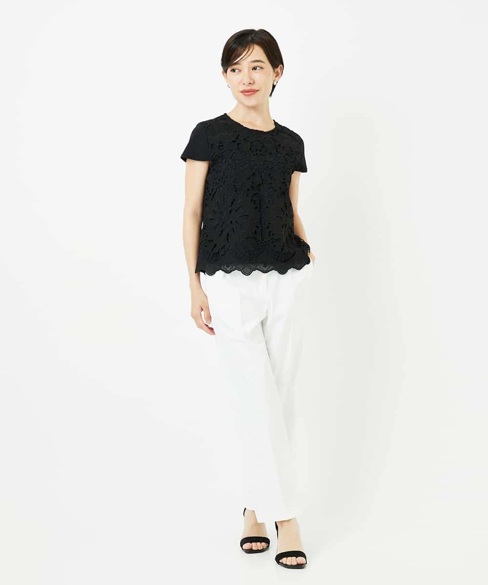 R6KHA15290 HIROKO BIS(小さいサイズ)(メゾン ドゥ サンク) 【小さいサイズ】フラワーデコ刺繍ブラウス ホワイト