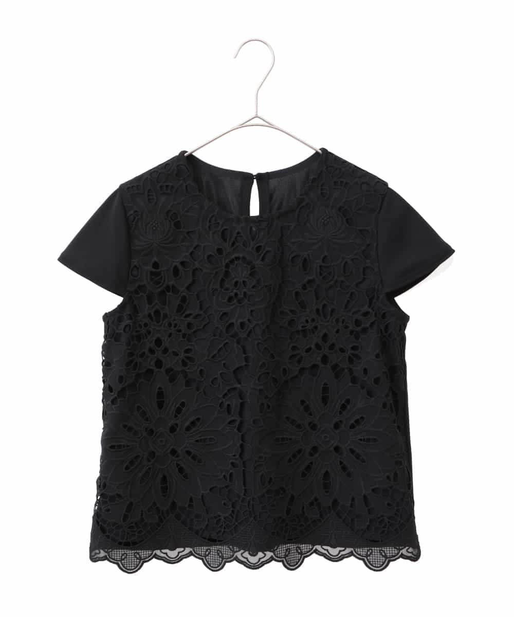 R6KHA15290 HIROKO BIS(小さいサイズ)(メゾン ドゥ サンク) 【小さいサイズ】フラワーデコ刺繍ブラウス ホワイト