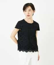 R6KHA15290 HIROKO BIS(小さいサイズ)(メゾン ドゥ サンク) 【小さいサイズ】フラワーデコ刺繍ブラウス ブラック