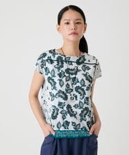 R6KHE20180 HIROKO BIS(小さいサイズ)(メゾン ドゥ サンク) 【小さいサイズ】ペイズリー柄フレンチスリーブカットソー ブルー