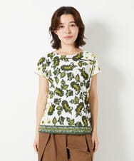 R6KHE20180 HIROKO BIS(小さいサイズ)(メゾン ドゥ サンク) 【小さいサイズ】ペイズリー柄フレンチスリーブカットソー ブルー