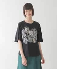 R6KIB05240 HIROKO BIS(小さいサイズ)(メゾン ドゥ サンク) 【小さいサイズ/接触冷感】フラワープリントコットンカットソー ブラック