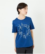 R6KIB09190 HIROKO BIS(小さいサイズ)(メゾン ドゥ サンク) 【小さいサイズ/接触冷感】ブレード刺繍デザインカットソー ブルー