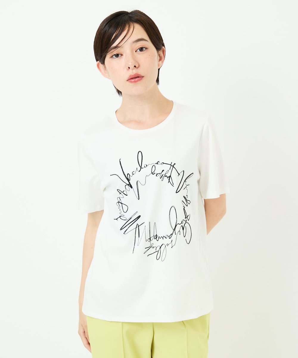 R6KIB09190 HIROKO BIS(小さいサイズ)(メゾン ドゥ サンク) 【小さいサイズ/接触冷感】ブレード刺繍デザインカットソー ブルー