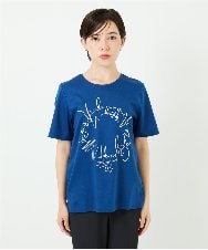 R6KIB09190 HIROKO BIS(小さいサイズ)(メゾン ドゥ サンク) 【小さいサイズ/接触冷感】ブレード刺繍デザインカットソー ブルー