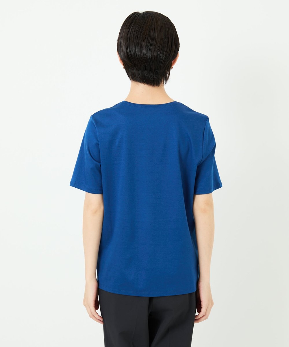 R6KIB09190 HIROKO BIS(小さいサイズ)(メゾン ドゥ サンク) 【小さいサイズ/接触冷感】ブレード刺繍デザインカットソー ブルー