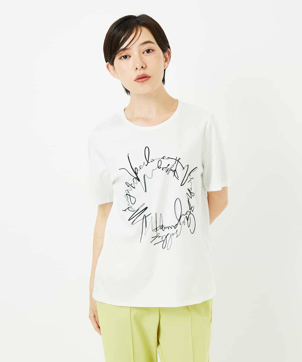 R6KIB09190 HIROKO BIS(小さいサイズ)(メゾン ドゥ サンク) 【小さいサイズ/接触冷感】ブレード刺繍デザインカットソー ブルー