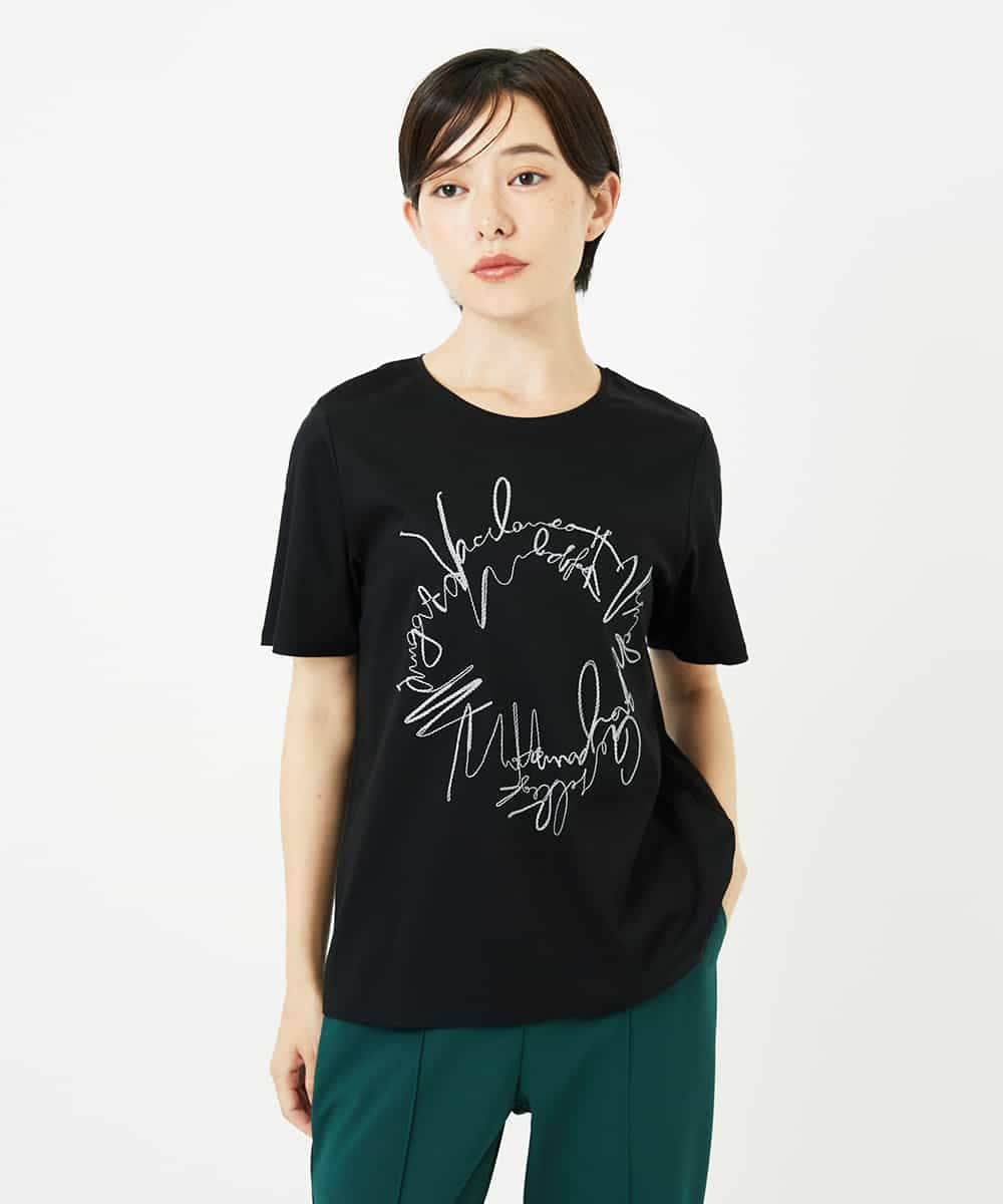 R6KIB09190 HIROKO BIS(小さいサイズ)(メゾン ドゥ サンク) 【小さいサイズ/接触冷感】ブレード刺繍デザインカットソー ブルー