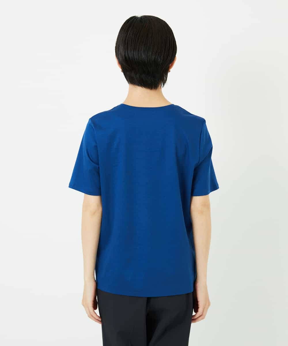 R6KIB09190 HIROKO BIS(小さいサイズ)(メゾン ドゥ サンク) 【小さいサイズ/接触冷感】ブレード刺繍デザインカットソー ブルー