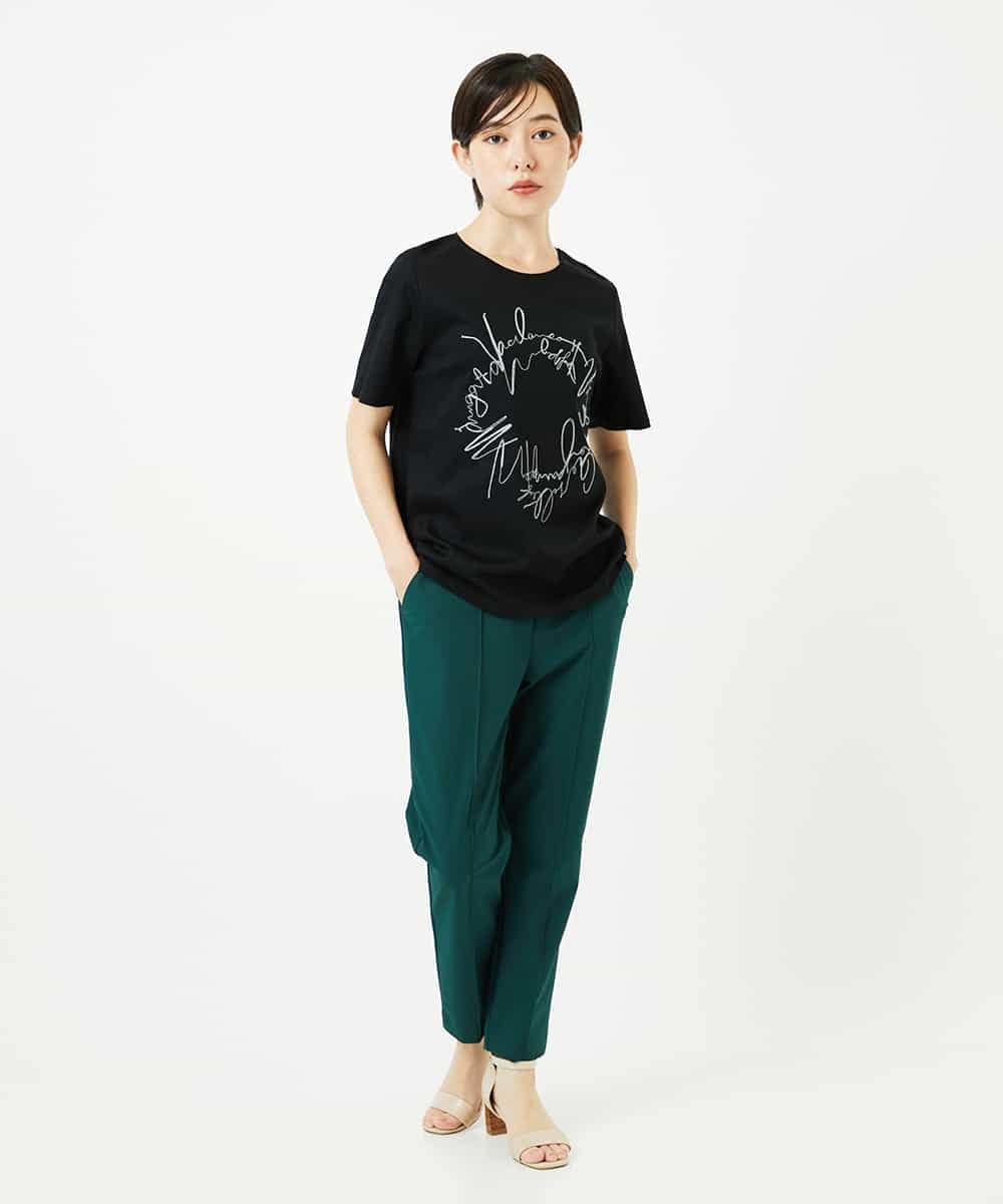 R6KIB09190 HIROKO BIS(小さいサイズ)(メゾン ドゥ サンク) 【小さいサイズ/接触冷感】ブレード刺繍デザインカットソー ブルー