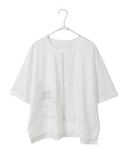 R6KIE10190 HIROKO BIS(小さいサイズ)(メゾン ドゥ サンク) 【小さいサイズ/接触冷感】ミシンステッチボクシーシルエットTシャツ カーキ