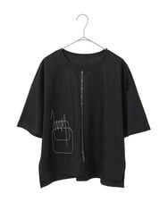R6KIE10190 HIROKO BIS(小さいサイズ)(メゾン ドゥ サンク) 【小さいサイズ/接触冷感】ミシンステッチボクシーシルエットTシャツ カーキ