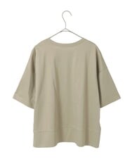 R6KIE10190 HIROKO BIS(小さいサイズ)(メゾン ドゥ サンク) 【小さいサイズ/接触冷感】ミシンステッチボクシーシルエットTシャツ カーキ