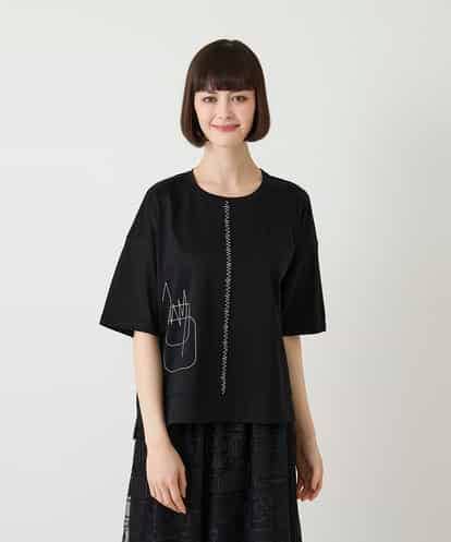 R6KIE10190 HIROKO BIS(小さいサイズ) 【小さいサイズ/接触冷感】ミシンステッチボクシーシルエットTシャツ