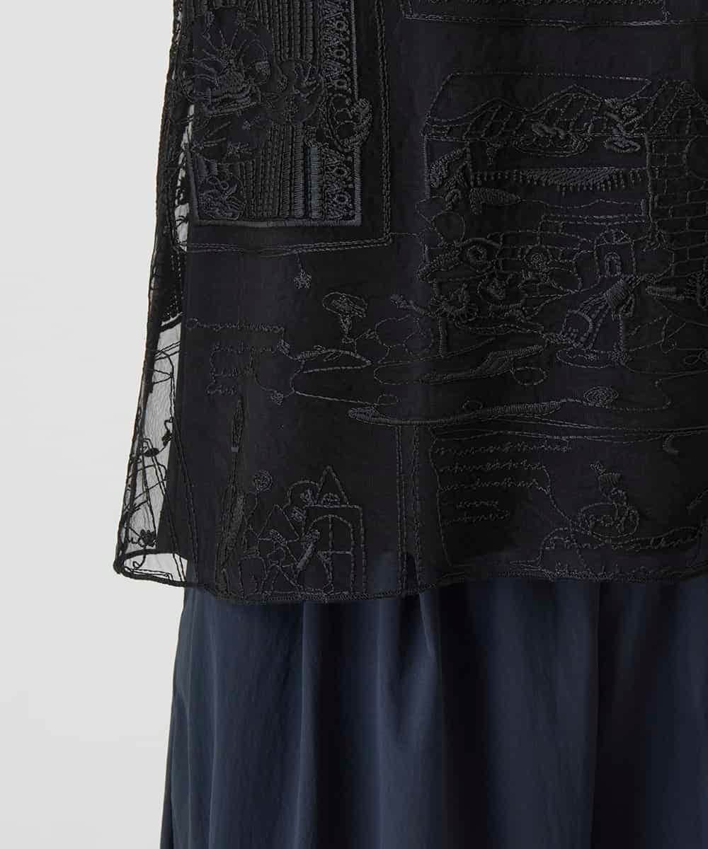 R6KIE20240 HIROKO BIS(小さいサイズ)(メゾン ドゥ サンク) 【小さいサイズ】 エンブロイダリーチュールカットソー ブラック