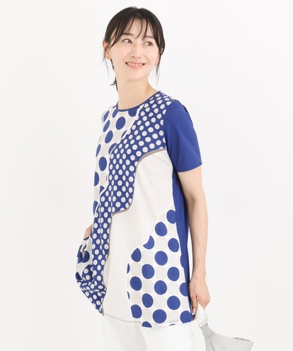 R6KIT08200 HIROKO BIS(小さいサイズ) 【小さいサイズ/洗濯機で洗える】ドットデザインチュニックカットソー