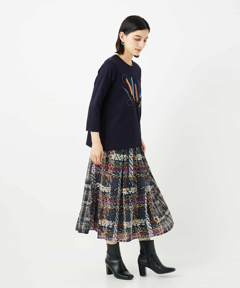 R6KJB12230 HIROKO BIS(小さいサイズ)(メゾン ドゥ サンク) 【小さいサイズ】クラフト刺繍デザインカットソー ホワイト