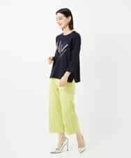 R6KJB12230 HIROKO BIS(小さいサイズ)(メゾン ドゥ サンク) 【小さいサイズ】クラフト刺繍デザインカットソー ホワイト