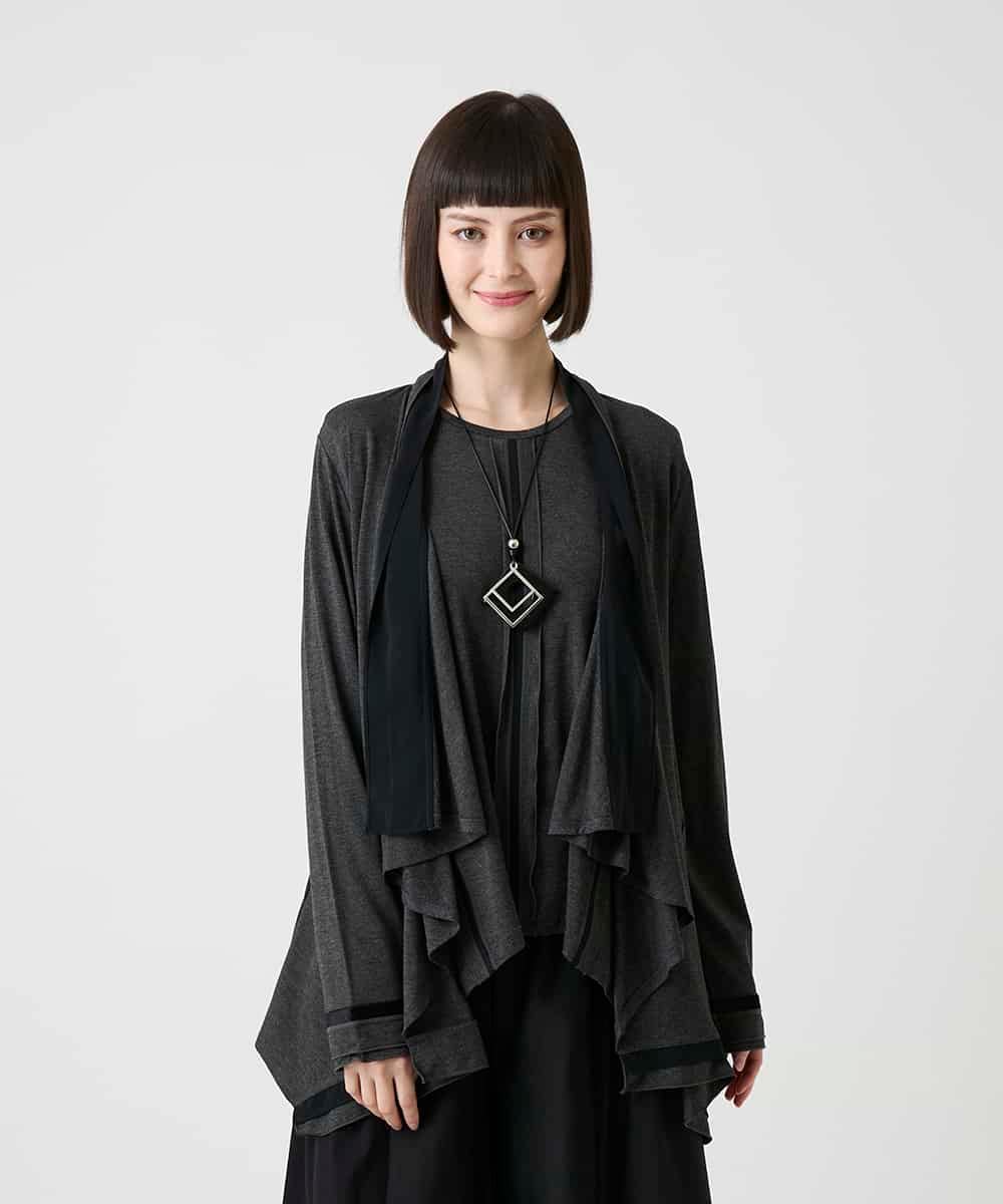 R6KLE15330 HIROKO BIS(小さいサイズ)(メゾン ドゥ サンク) 【小さいサイズ】イレギュラーヘムドレープトッパーカーディガン ブルー