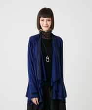 R6KLE15330 HIROKO BIS(小さいサイズ)(メゾン ドゥ サンク) 【小さいサイズ】イレギュラーヘムドレープトッパーカーディガン ブルー